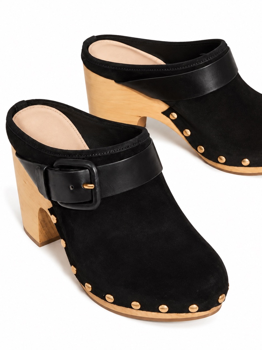 Veronica Beard Dacey Black Suede Buckle Mule Clogs